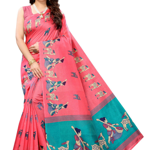 Vamika Pink Kalamkari With Jhalar Khadi Silk Saree - Distacart