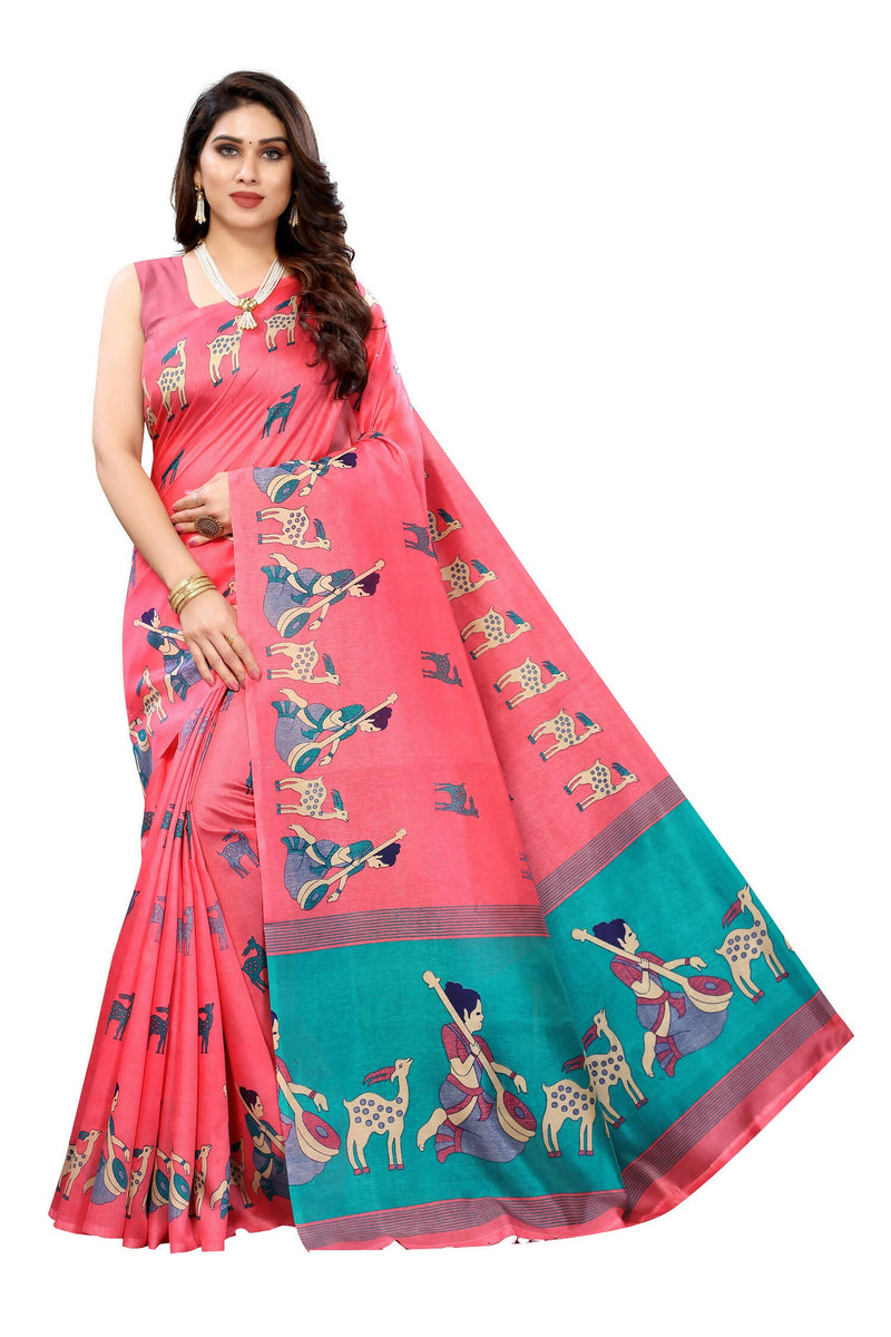 Vamika Pink Kalamkari With Jhalar Khadi Silk Saree - Distacart