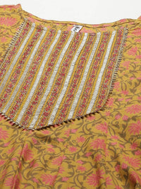 Thumbnail for Yufta Yellow Printed kurta with Trouser Dupatta Set