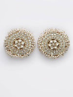 Thumbnail for NVR Women Gold-Toned Circular Studs Earrings - Distacart