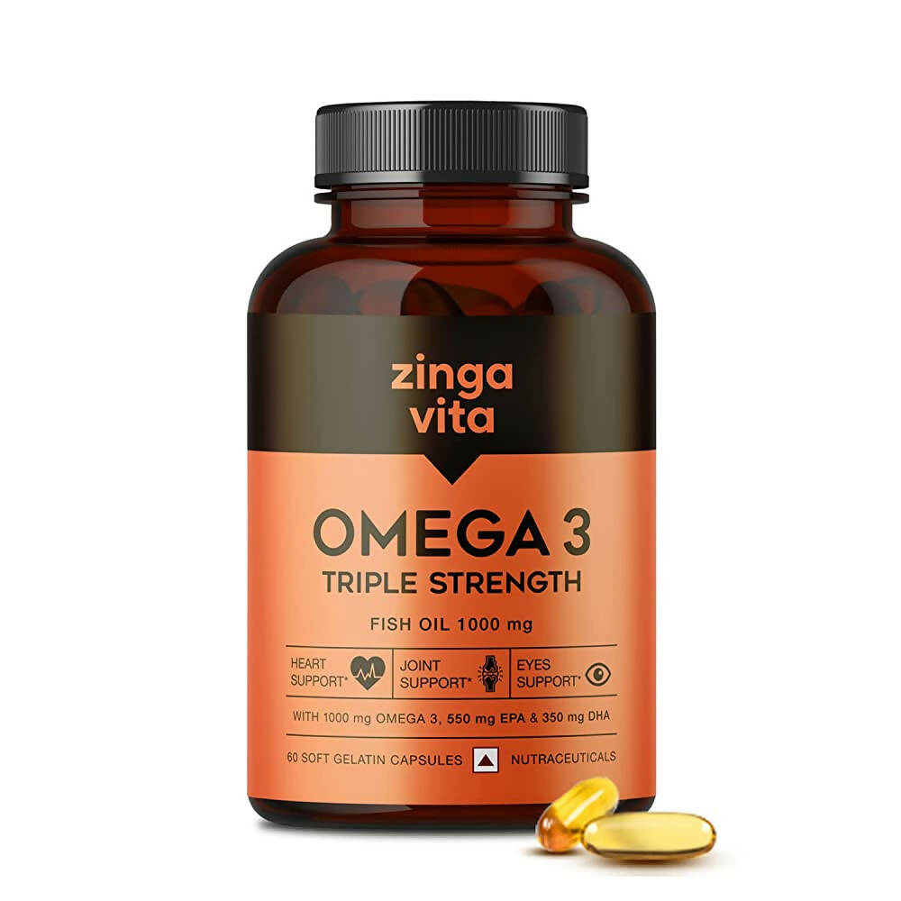 Zingavita Triple Strength Omega 3 Fish Oil 1000 mg Softgel Capsules - Distacart