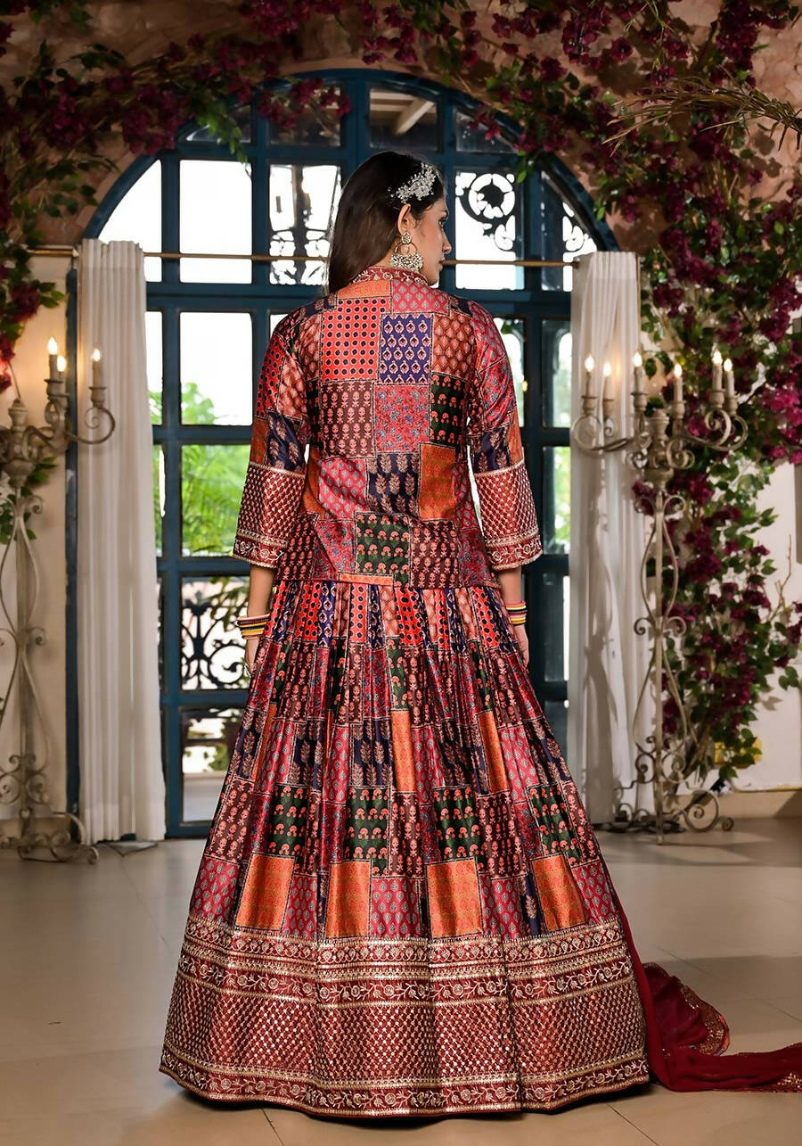 Women's Wedding Traditional Multi Dull Satin Lehenga Choli - Kaushlya - Distacart