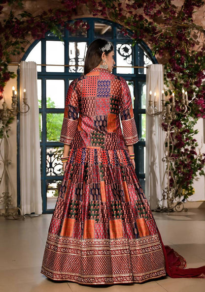 Women's Wedding Traditional Multi Dull Satin Lehenga Choli - Kaushlya - Distacart