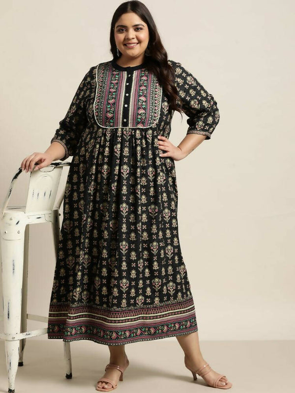 Juniper Women`s Dark Blue Rayon Fusion Wear Printed A-line Dress - Distacart