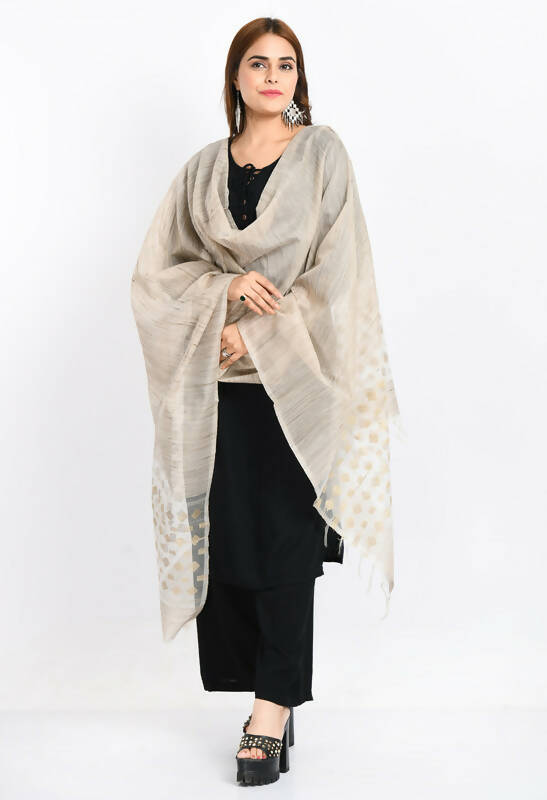 Mominos Fashion Moeza Women's Banarsi Cotton Woven Design Beige Dupatta - Distacart