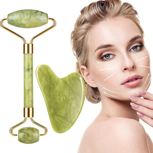 Favon Pack of Facial Roller & Gua Sha for Face, Neck Toning, Firming and Serum Application - Distacart