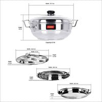 Thumbnail for Sumeet Stainless Steel Kadhai Set with Lid and 5 Plates - Distacart