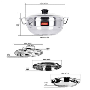 Sumeet Stainless Steel Kadhai Set with Lid and 5 Plates - Distacart