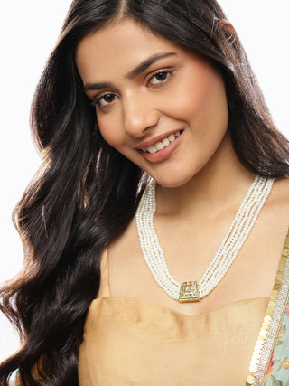 Gold-Toned White Brass Gold-Plated Necklace - Ruby Raang - Distacart