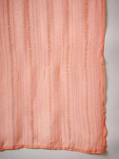 Peach Georgette Handwork Unstitched Dress Material - Hanika - Distacart