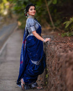 Thumbnail for DEIANA'S Beautiful Golden Jari with New Design Soft Lichi Silk Saree - Blue - Distacart