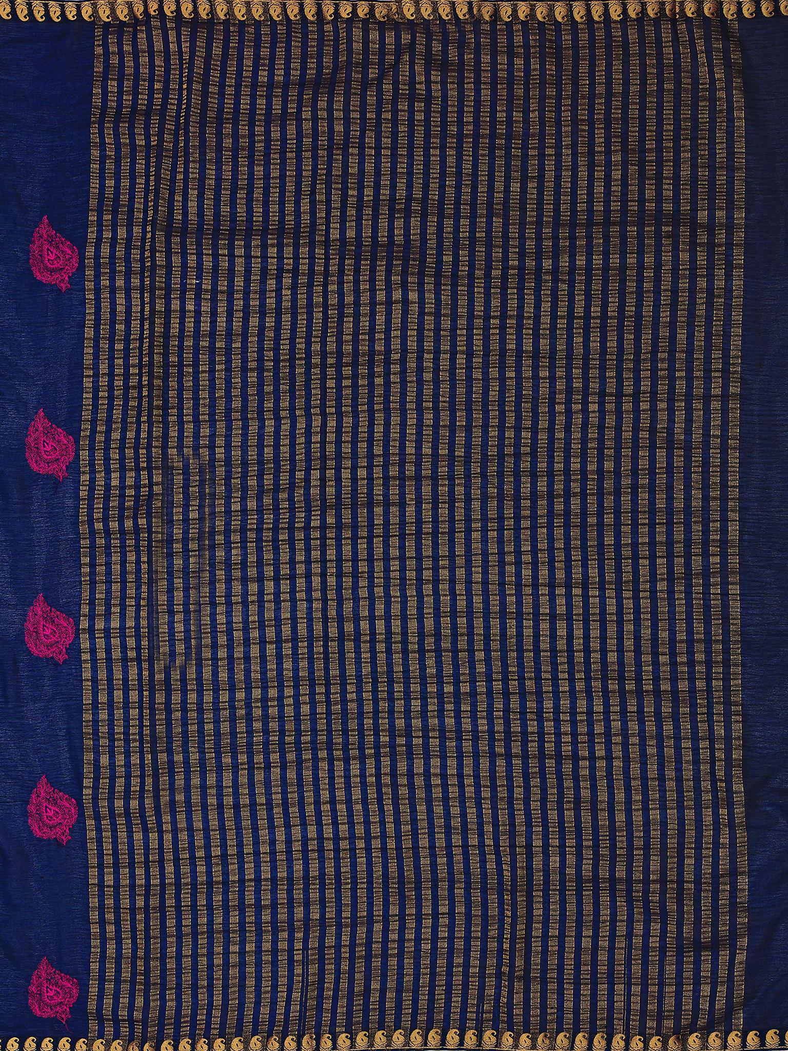 Mimosa Women's Navy Blue Banarasi Chiffon Saree - Distacart