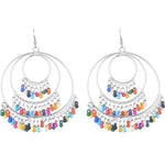Thumbnail for Multi Color Silver Chandbali Alloy Multi Layer Earrings