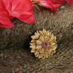 Thumbnail for Mominos Fashion Joharkamal Gold-Plated Stone Studded Adjustable Finger Ring - Design 12 - Distacart