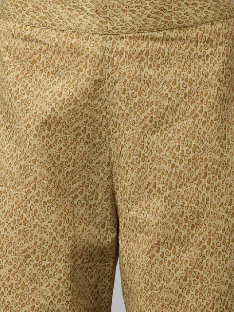 FIORRA Women's Brown Cotton A-Line Kurta Palazzo Set - Distacart