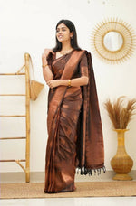 Thumbnail for DEIANA'S Beautiful Golden Jari with New Design Soft Lichi Silk Saree - Maroon - Distacart