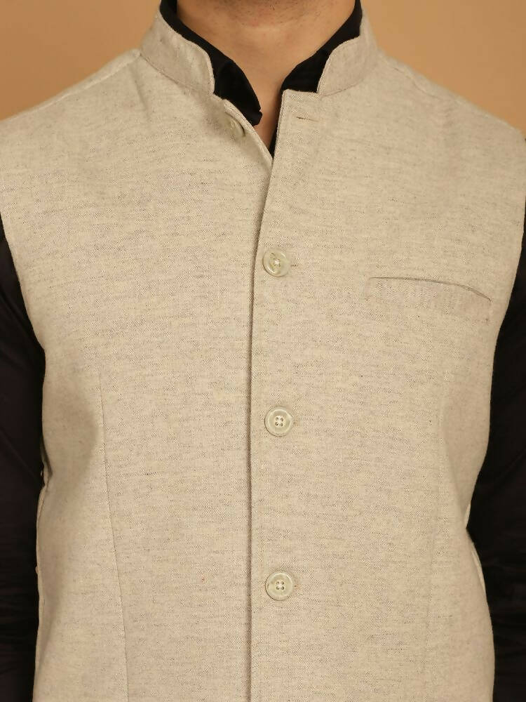 Even Apparels Pure Wool Nehru Jacket - Off White - Distacart