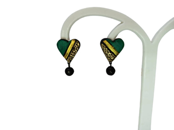 Terracotta Heart-Shape Ear Studs