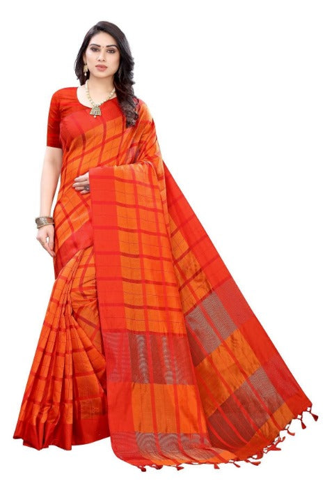 Vamika Orange Cotton Silk Weaving Saree (SATURN ORANGE)