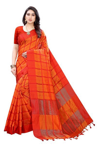 Thumbnail for Vamika Orange Cotton Silk Weaving Saree (SATURN ORANGE)