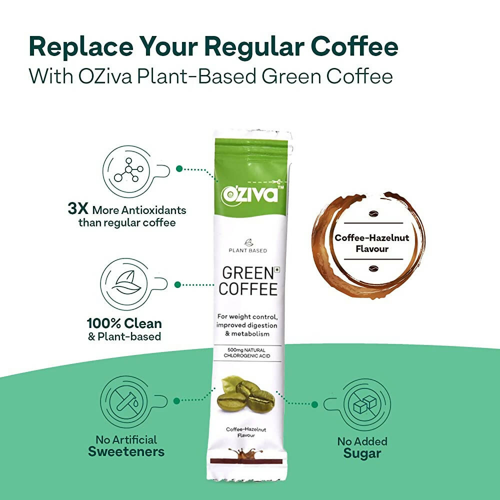 OZiva Plant Based Green Coffee-Coffee & Hazelnut Flavor - Distacart