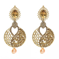 Thumbnail for Tehzeeb Creations Beautiful Golden Plated Earrings With Kundan And Pearl