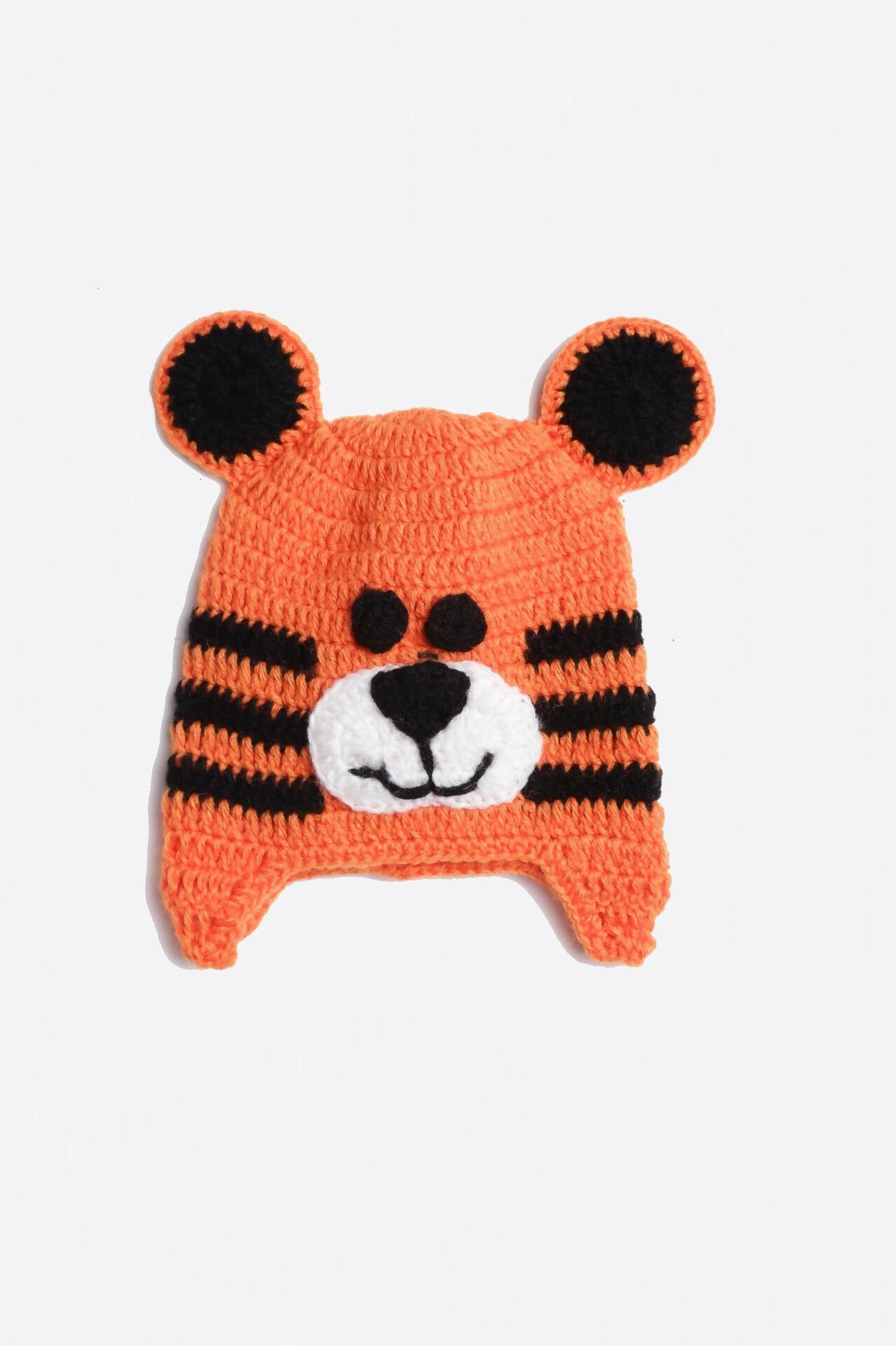 Chutput Kids Woollen Hand Knitted Tiger Face Detailed Cap - Orange - Distacart