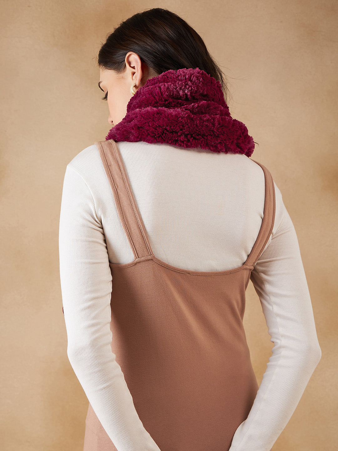 InWeave Women's Burgundy Faux Fur Neck Warmer - Distacart