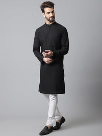 Thumbnail for Even Apparels Black Long Kurta With Band Collar - Distacart