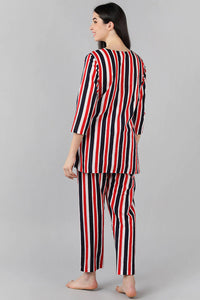 Thumbnail for Women's Multi Colour Cotton Striped Night Suit - Rasiya - Distacart