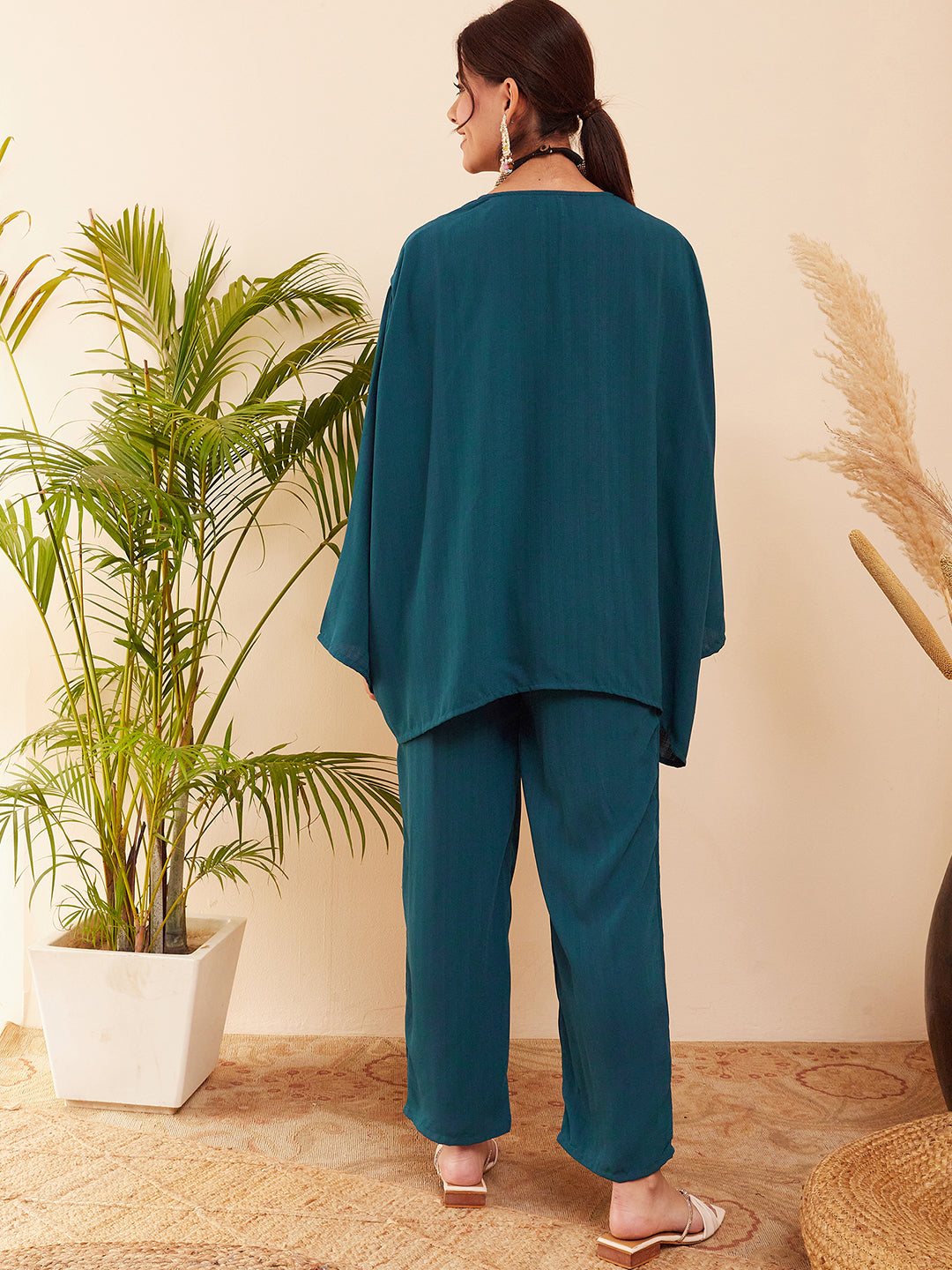 InWeave Women's Dark Ocean Full Sleeve Boho Top Bottom Set - Distacart