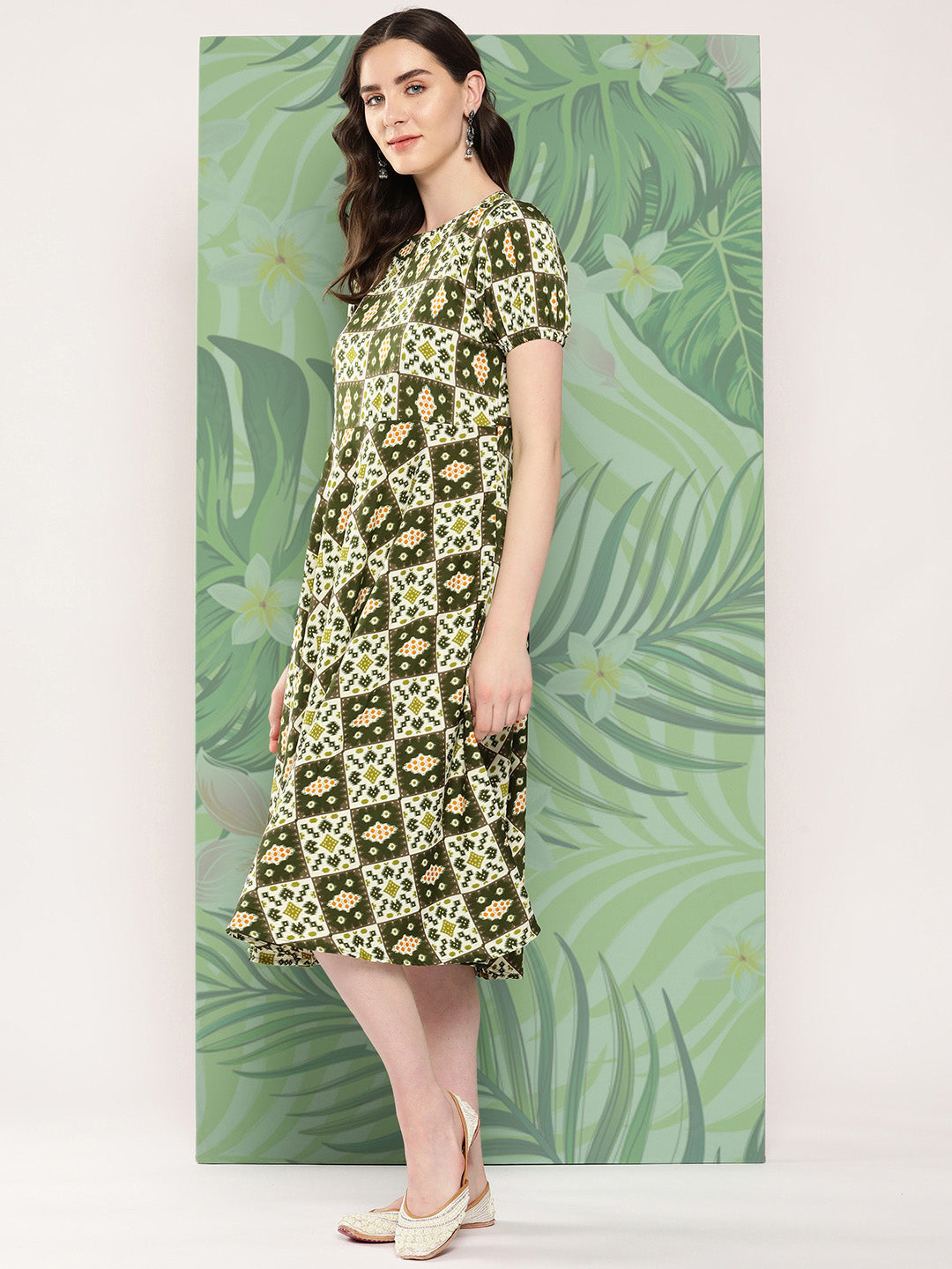 InWeave Women's Dark Green Square Dress - Distacart