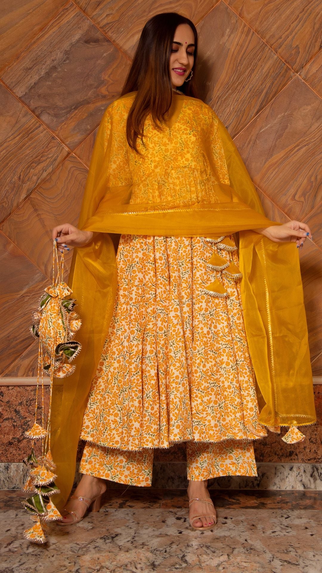 Pomcha Jaipur Suraiya Leaf Cotton Angrakha Set - Distacart