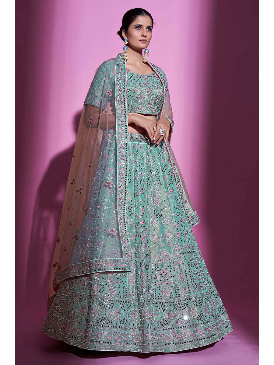 Myra Blue Gota Silk Embroidered Designer Lehenga Choli - Distacart