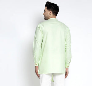 Kalyum Men's Light Green Solid Short Kurta - Distacart
