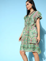 Thumbnail for InWeave Women's Soft Green Tiered Short Dress - Distacart