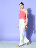 Thumbnail for InWeave Women's Camel Brown Cream Pant Coord Set With Peach Crop Top - Distacart