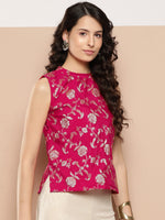 Thumbnail for InWeave Women's Fuchsia Brocade Halter Top - Distacart