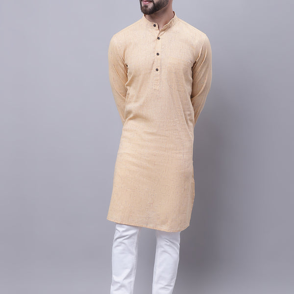Even Apparels Yellow Pure Cotton Kurta With Band Collar - Distacart