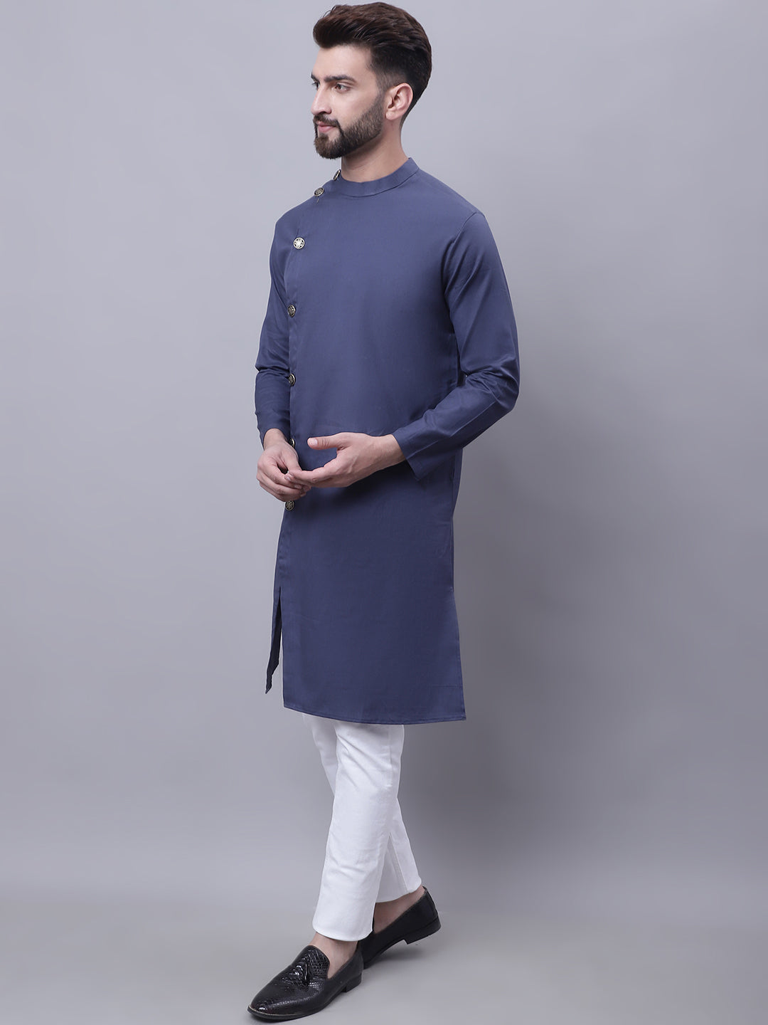 Even Apparels Grey Sherwani Kurta With Asymetrical Cut - Distacart