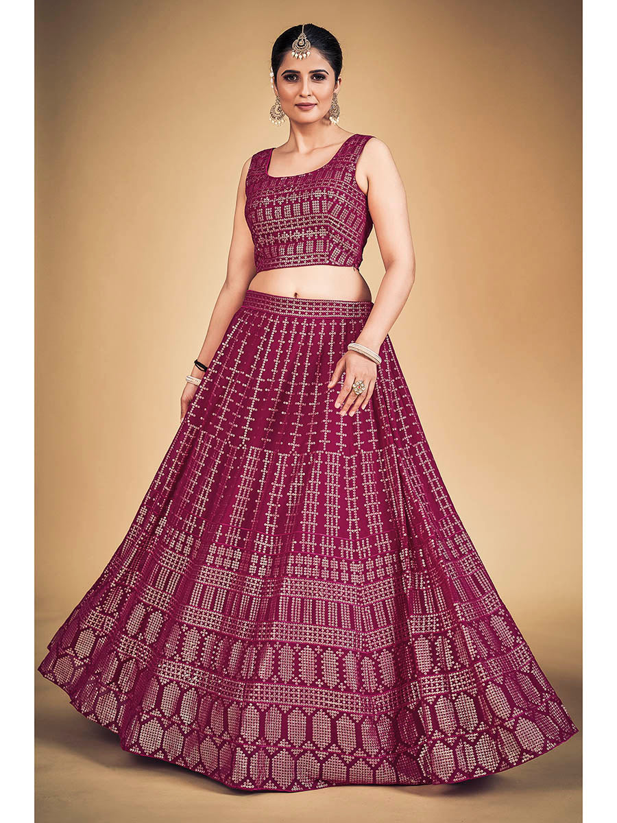 Myra Pink Georgette Real Georgette Lehenga Choli - Distacart