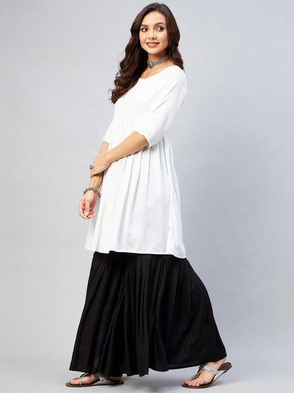 InWeave Women's Cream Short Anarkali Kurta - Distacart