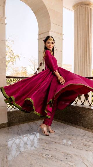 Pomcha Jaipur Magenta Lilly Anarkali Set - Distacart
