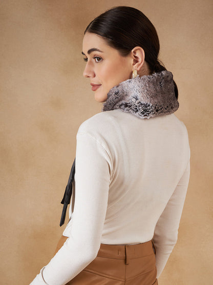InWeave Women's Dark Grey Duble Shade Fur Neckpiece - Distacart