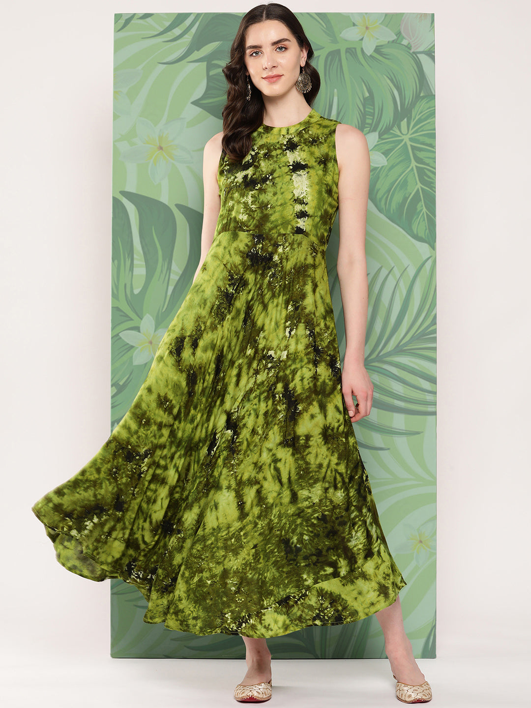 InWeave Women's Green Tie And Die Dress - Distacart