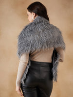 Thumbnail for InWeave Women's Light Grey Fur Cape - Distacart
