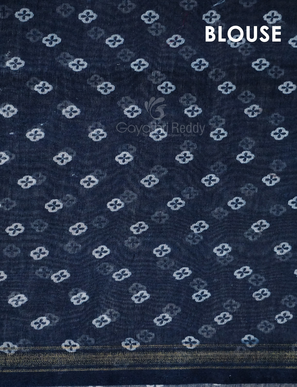 Shades of Navy Blue Colour Floral Design Semi Chanderi Saree By Gayathri Reddy Designer Studio - Distacart