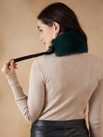 Thumbnail for InWeave Women's Dark Teal Fur Neckpiece - Distacart