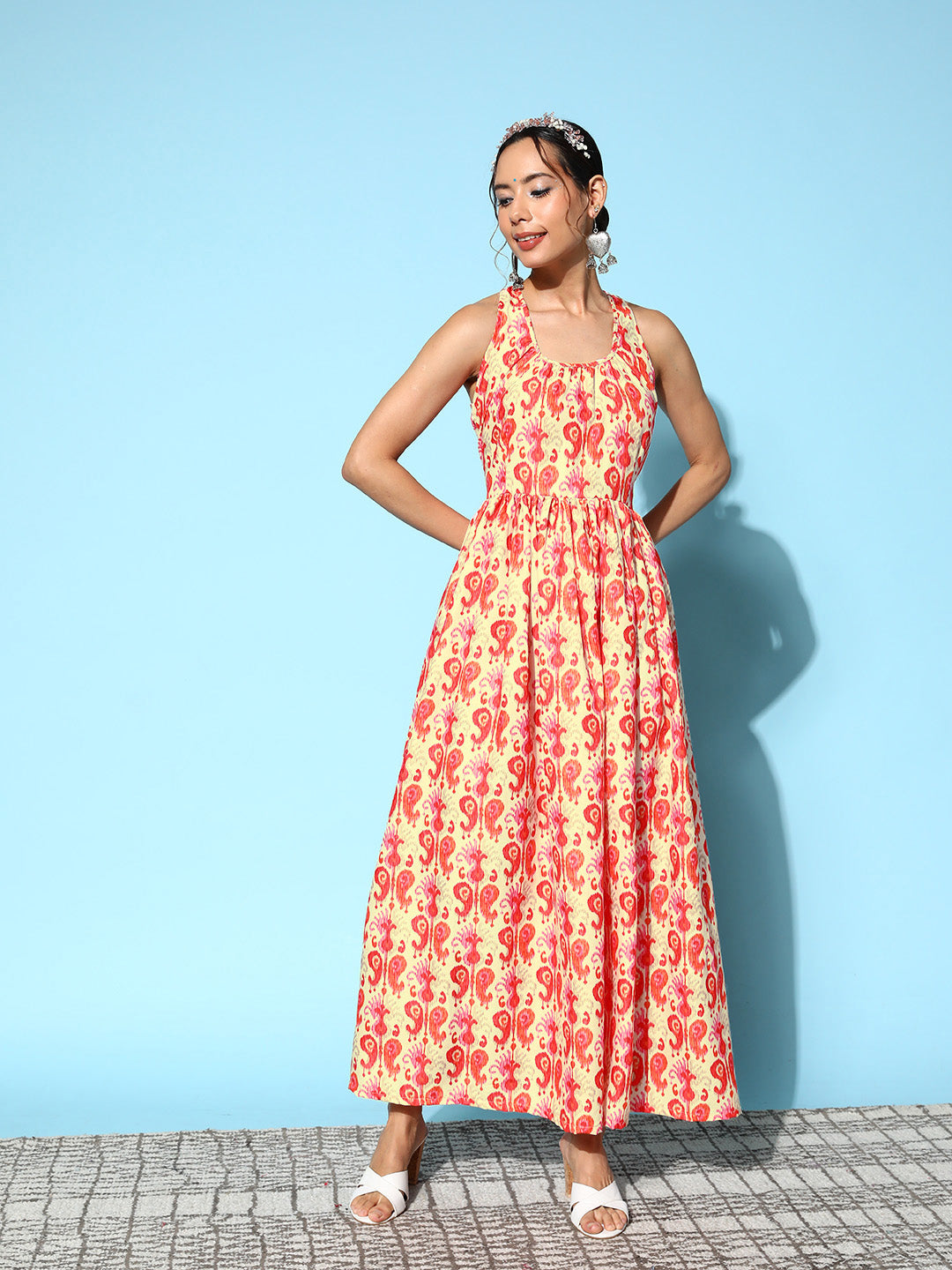InWeave Women's Orange Paisley Print Raisa Back Detail Dress - Distacart
