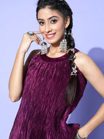 Thumbnail for InWeave Women's Wine Pleated Dress - Distacart